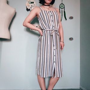 ☀️Striped Button-Front Midi Dress☀️